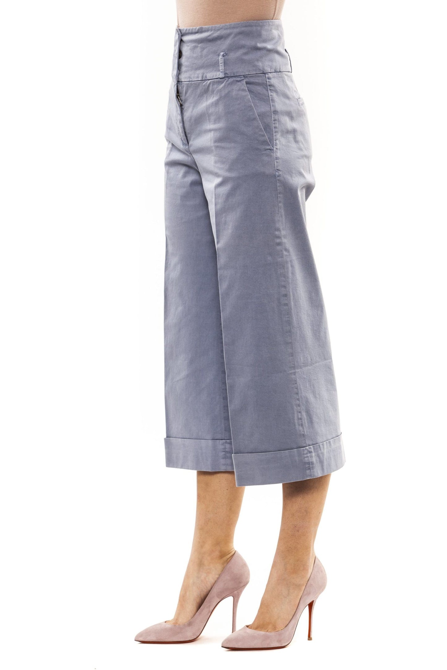 Peserico Light-Blue Cotton Women Palazzo Pants