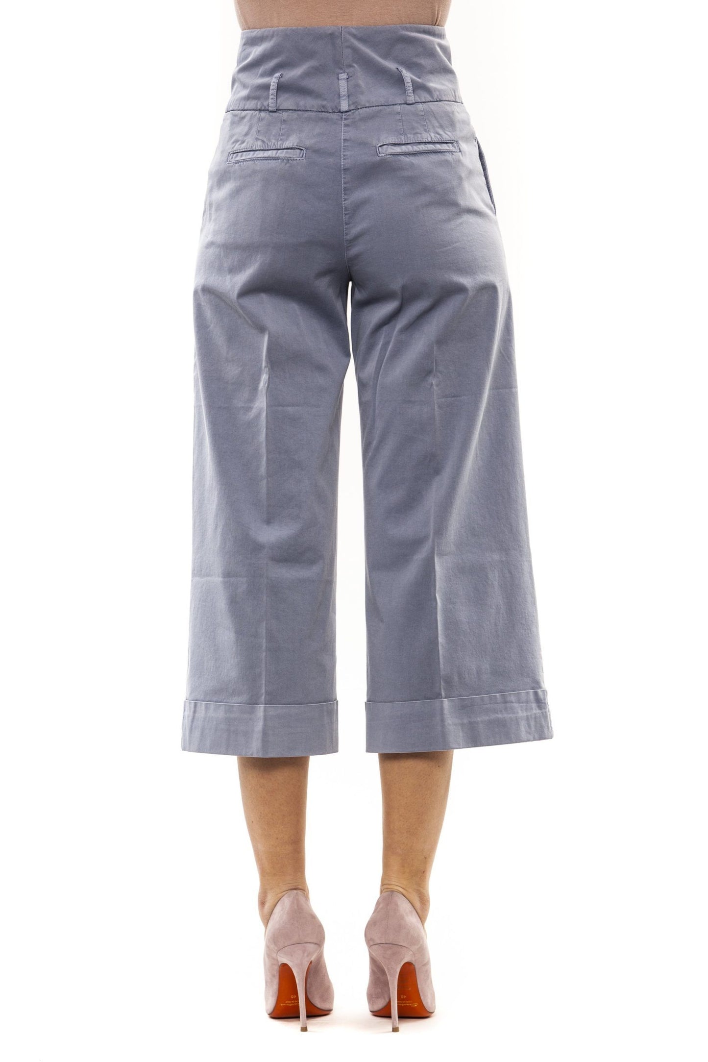 Peserico Light-Blue Cotton Women Palazzo Pants