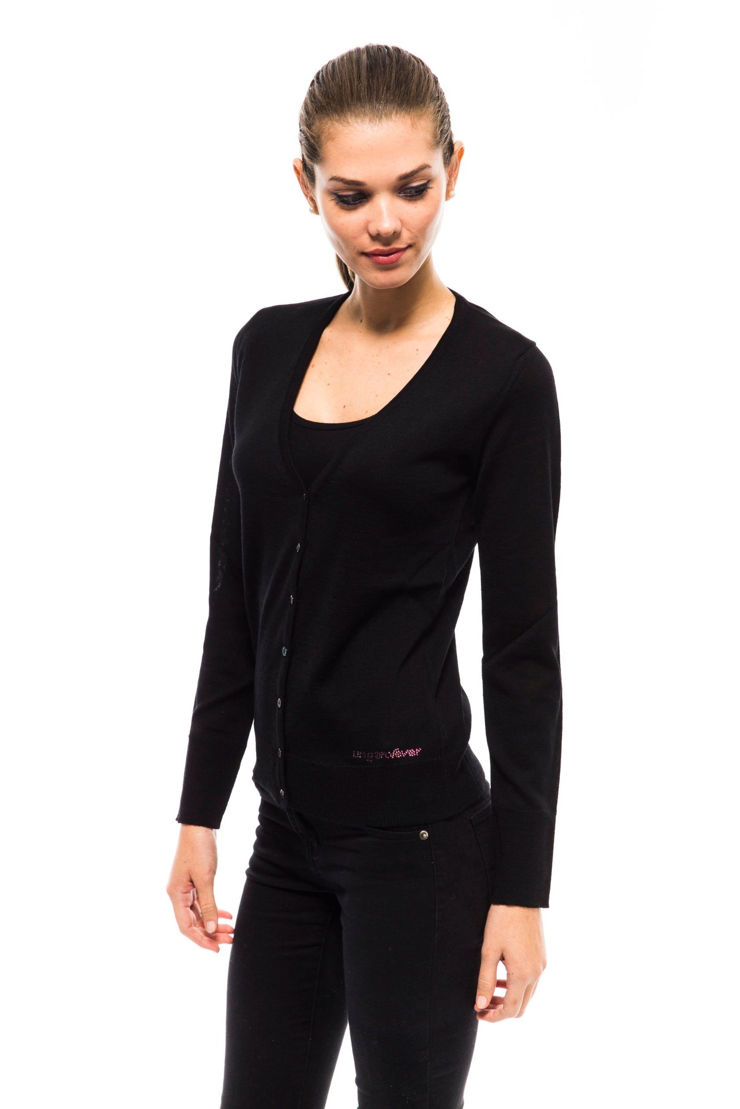 Ungaro Fever Black Wool Women Cardigan