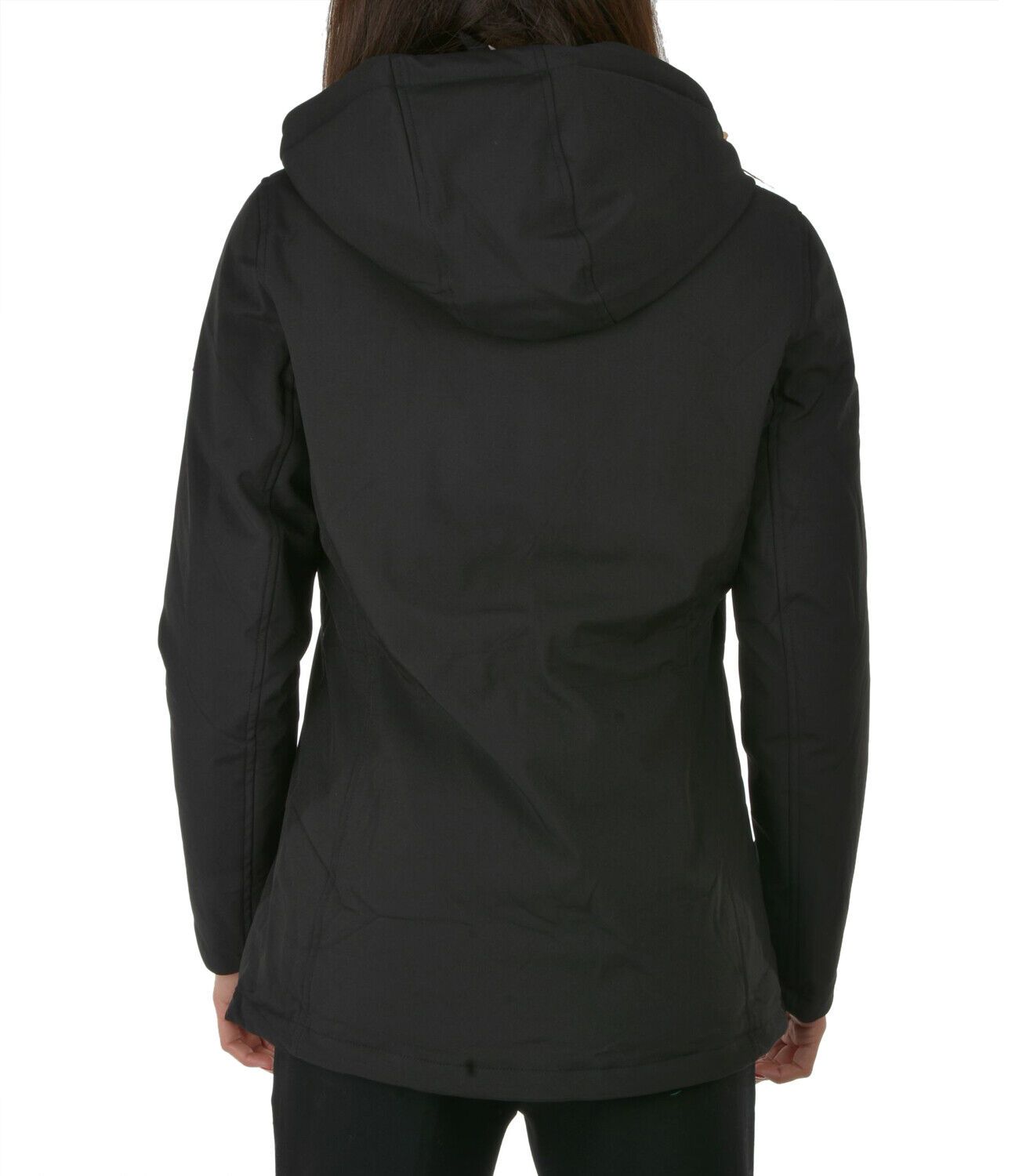 Yes Zee Elegant Black Hooded Down Jacket for Women