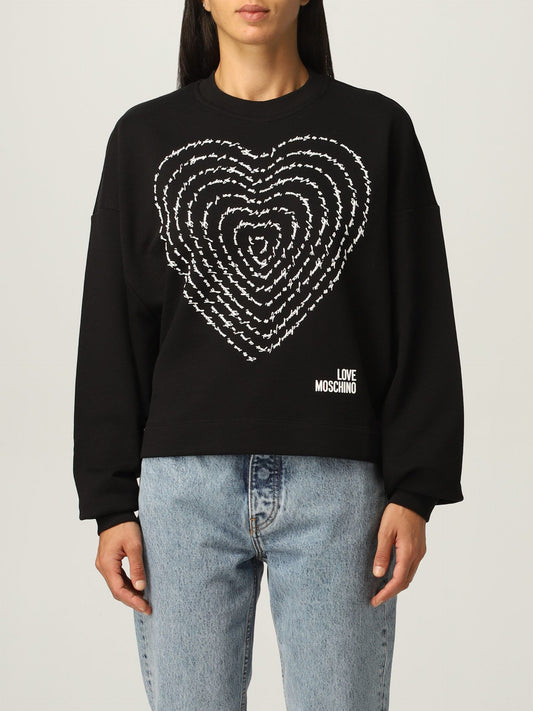 Love Moschino Chic Black Cotton Sweatshirt with Front Design