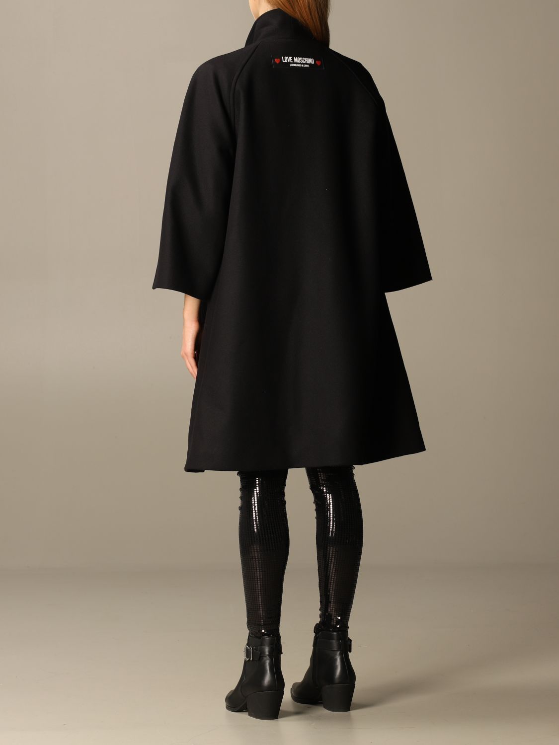 Love Moschino Black Wool Women Coat