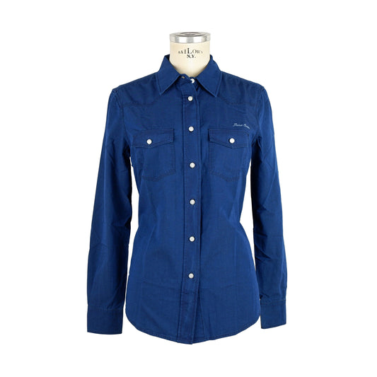 Jacob Cohen Elegant Blue Cotton Blouse With White Buttons