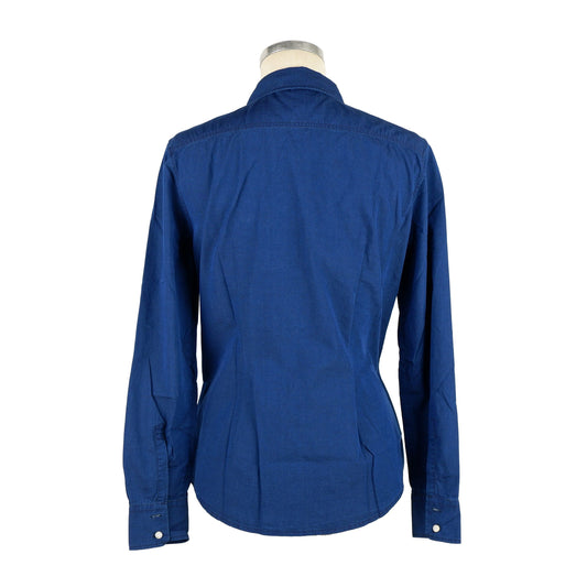 Jacob Cohen Elegant Blue Cotton Blouse With White Buttons