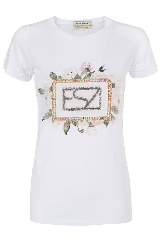 Yes Zee White Cotton Women T-Shirt