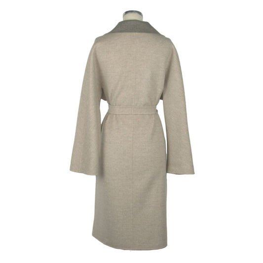 Made in Italy Elegant Beige Wool Coat with Loro Piana Fabric