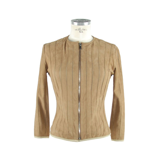 Emilio Romanelli Brown Leather Women Jacket