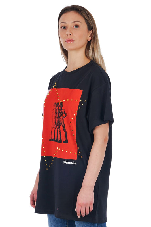 Frankie Morello Black Cotton Women T-Shirt