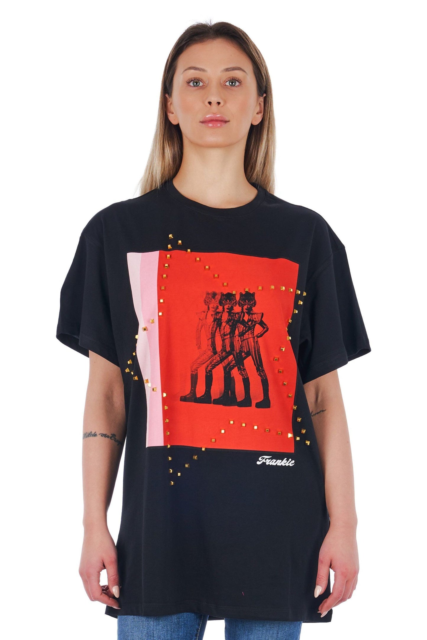 Frankie Morello Black Cotton Women T-Shirt