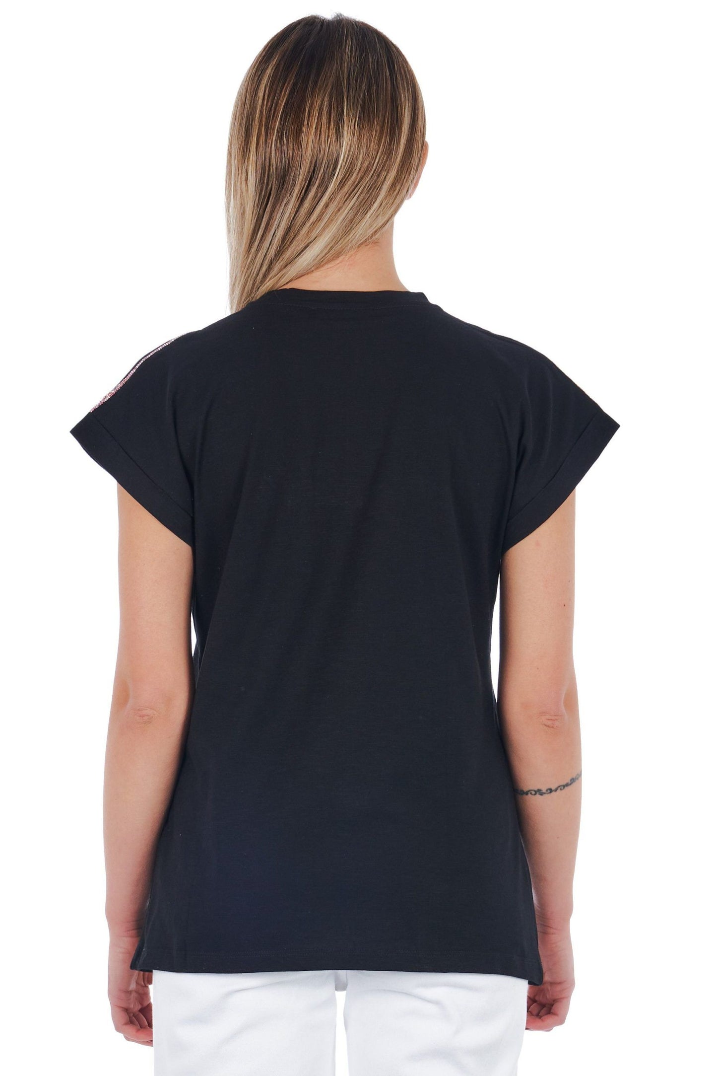 Frankie Morello "Black Cotton Women T-Shirt"