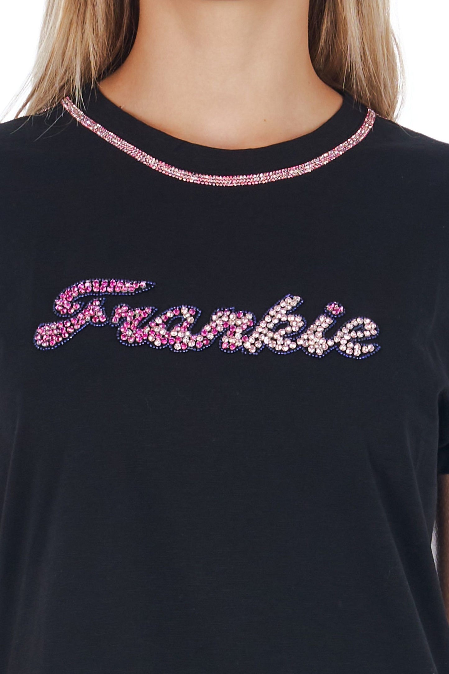 Frankie Morello "Black Cotton Women T-Shirt"