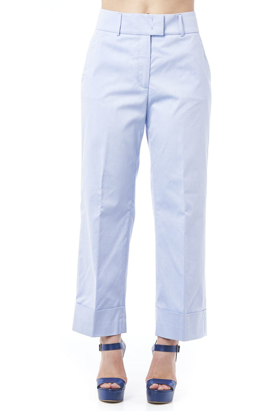 Peserico Light-Blue Cotton Women Palazzo Pants