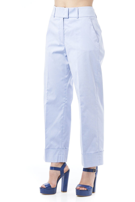 Peserico Light-Blue Cotton Women Palazzo Pants