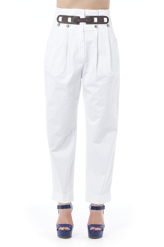 Peserico White Cotton Women Trouser