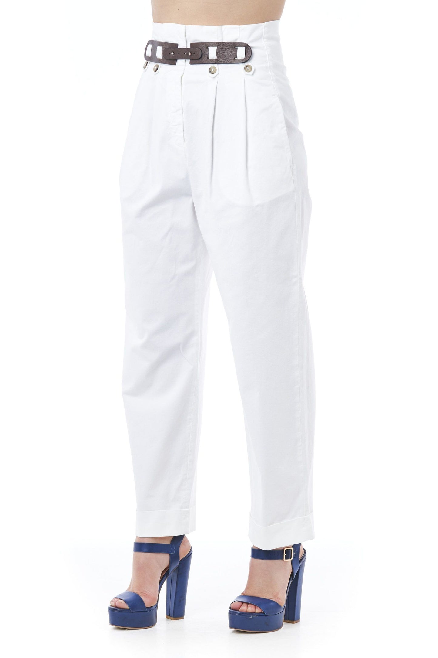 Peserico White Cotton Women Trouser