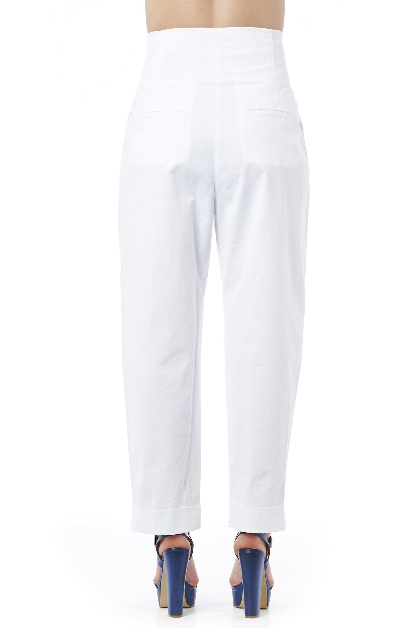 Peserico White Cotton Women Trouser