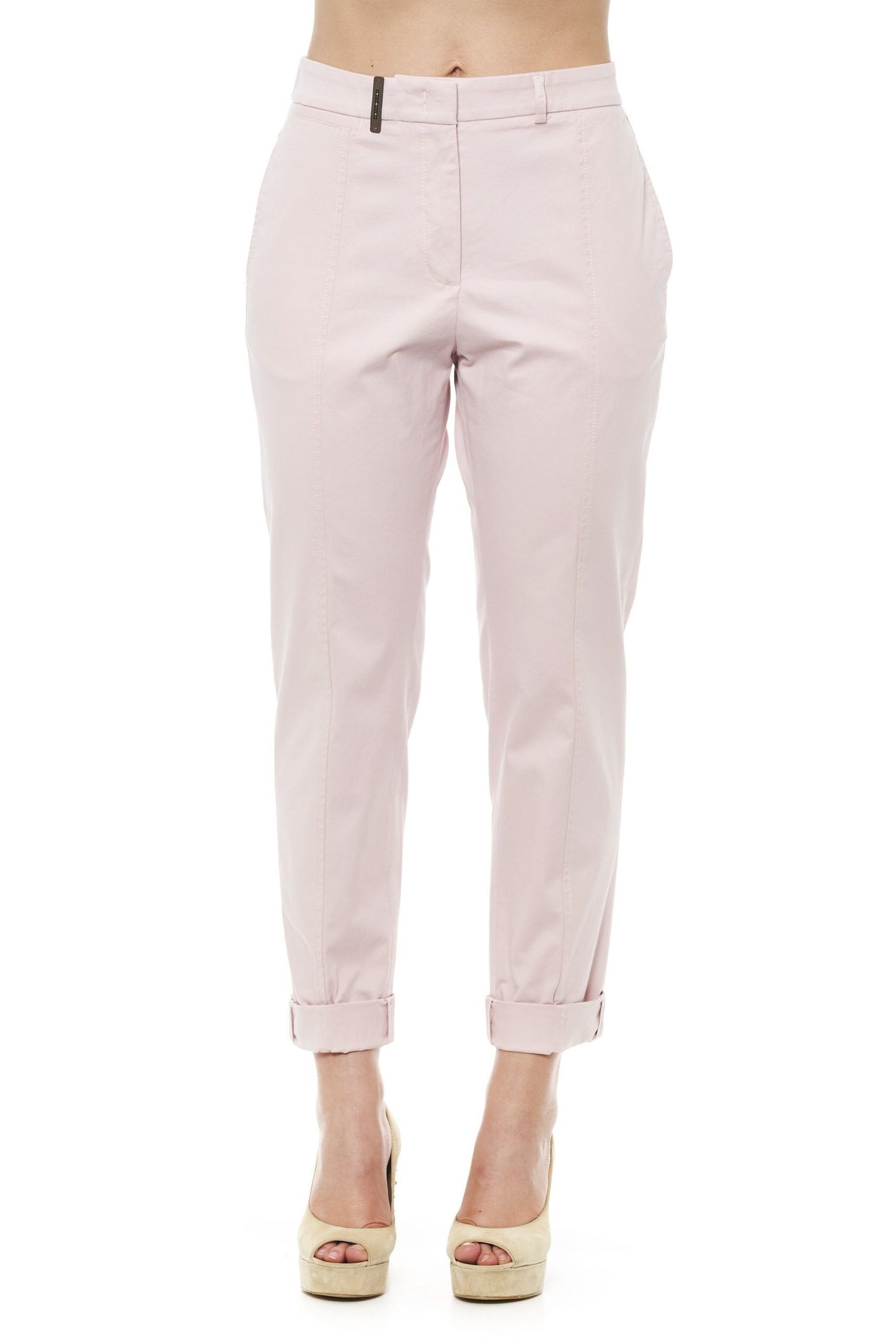 Peserico Pink Cotton Women Chino Pants