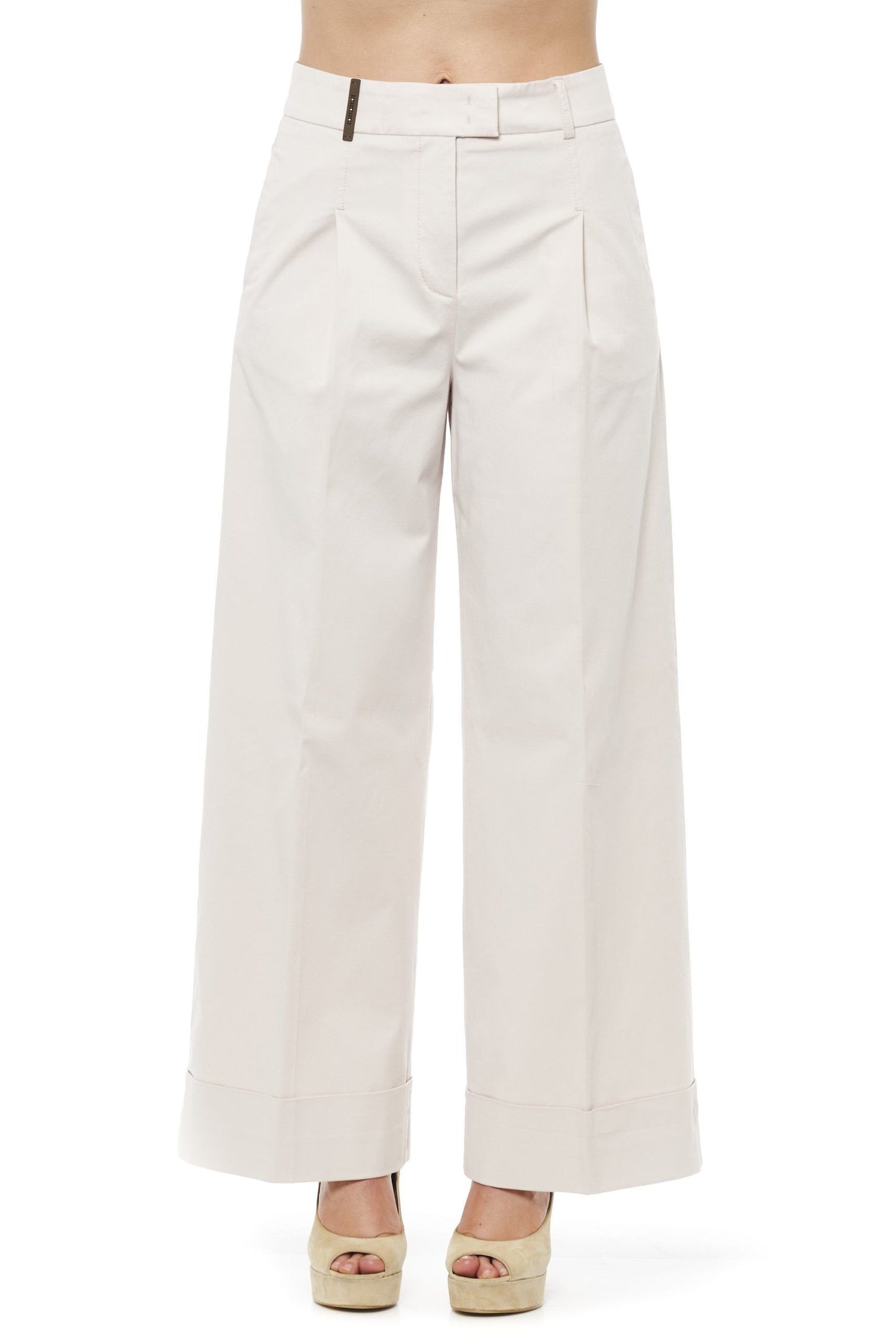 Peserico Beige Cotton Women Palazzo Pants