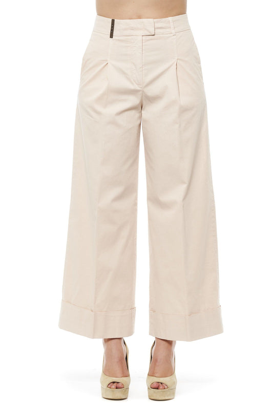 Peserico Beige Cotton Women Palazzo Pants