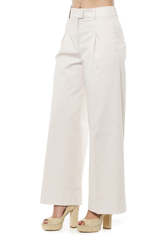 Peserico Beige Cotton Women Palazzo Pants