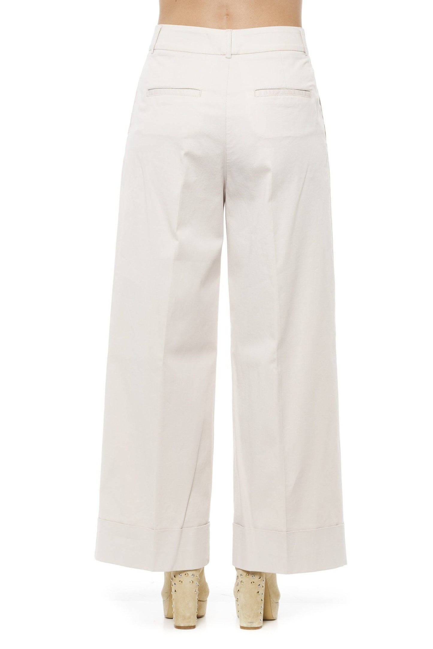 Peserico Beige Cotton Women Palazzo Pants