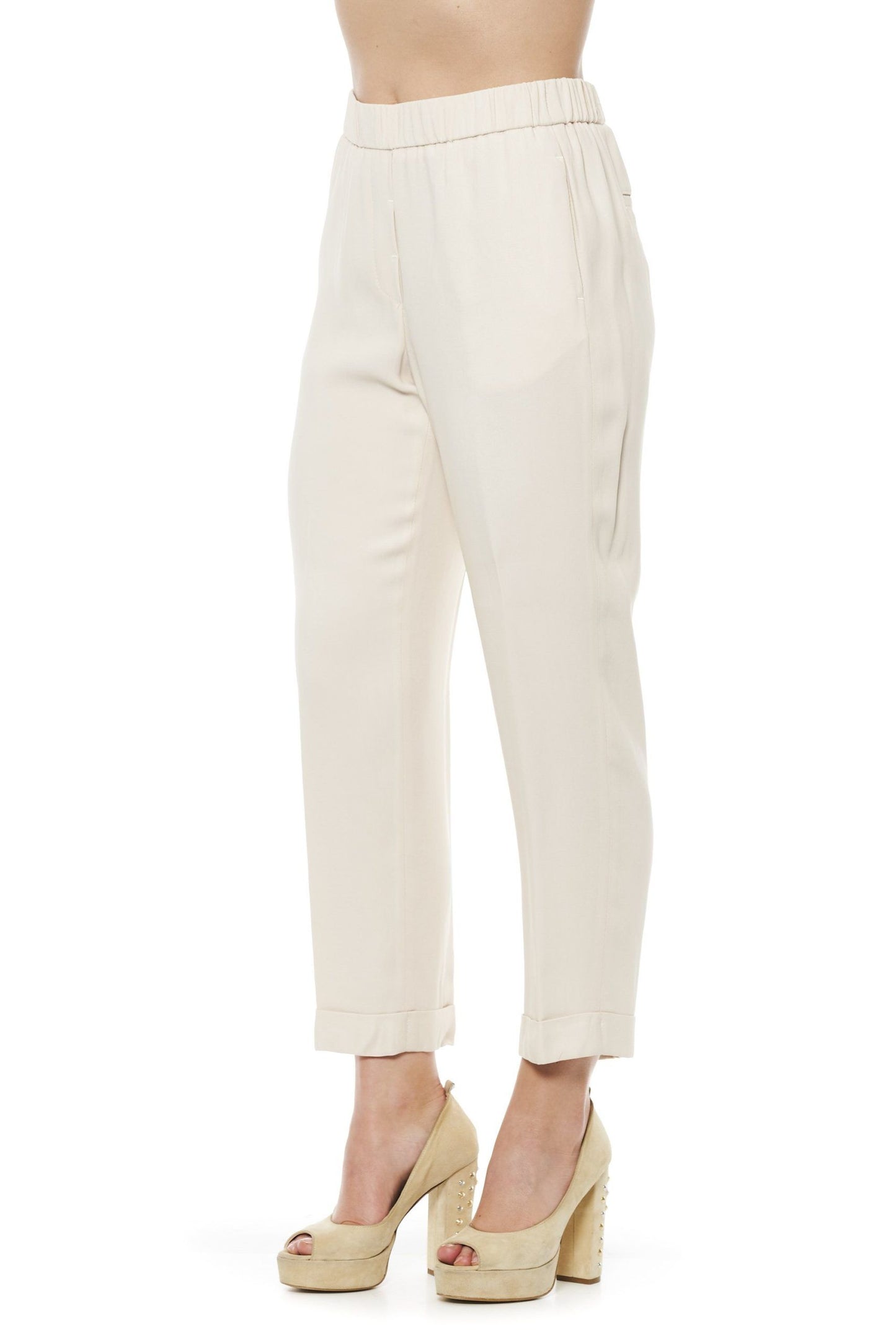 Peserico Beige Acetate Women Pants