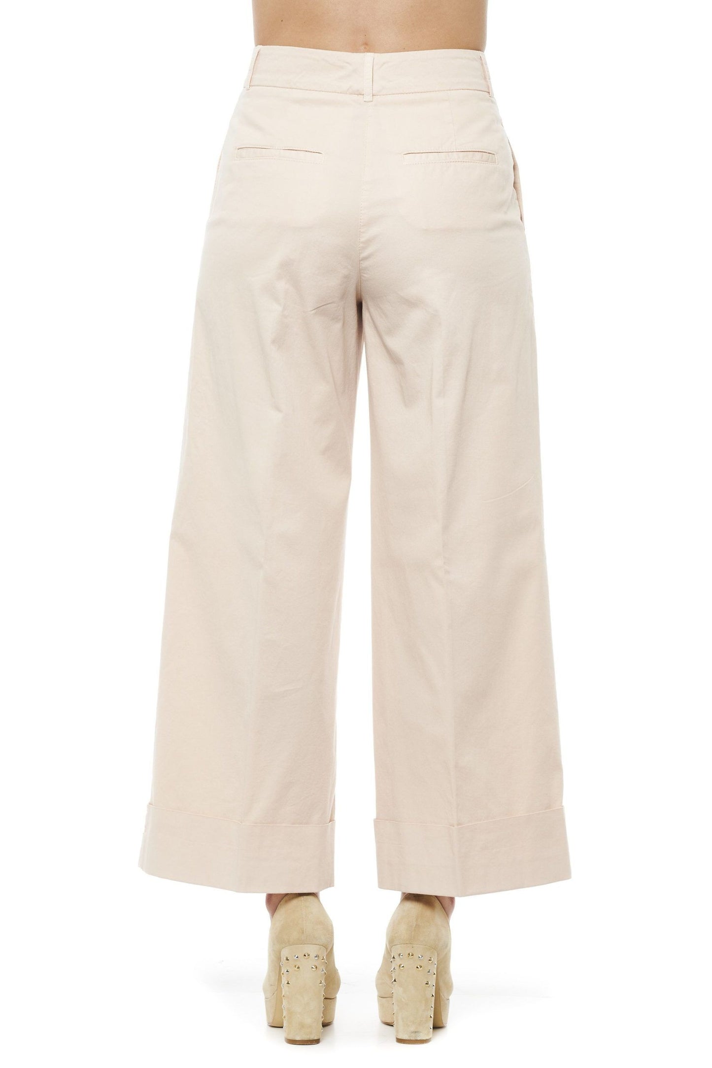 Peserico Beige Cotton Women Palazzo Pants