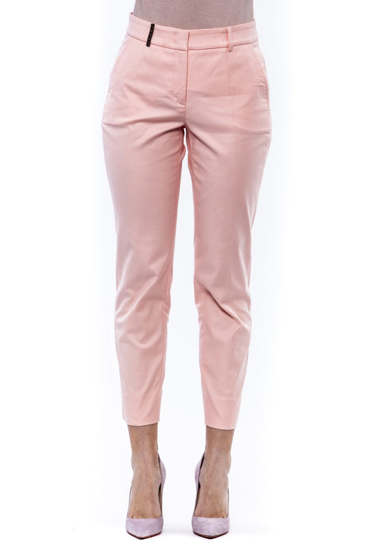 Peserico Pink Cotton Women Ankle Trouser