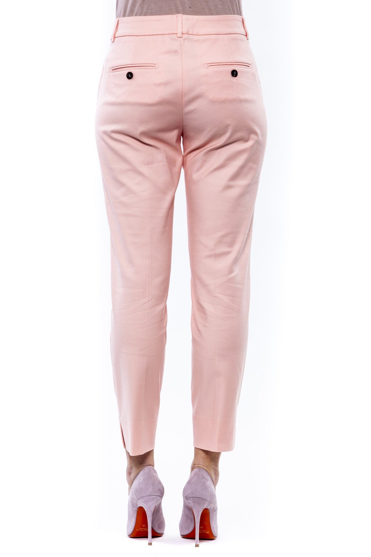 Peserico Pink Cotton Women Ankle Trouser