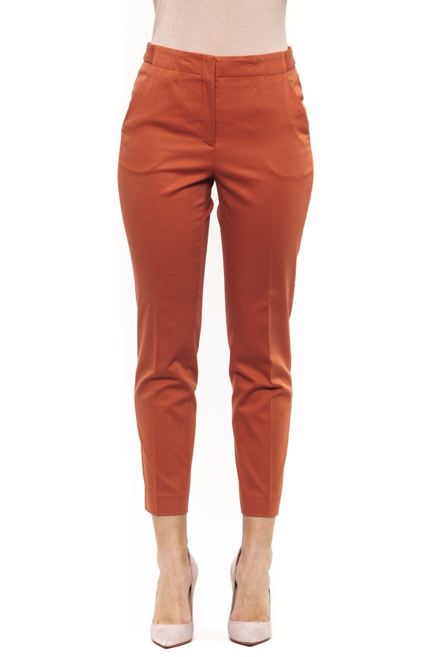 Peserico Orange Cotton Women Trouser