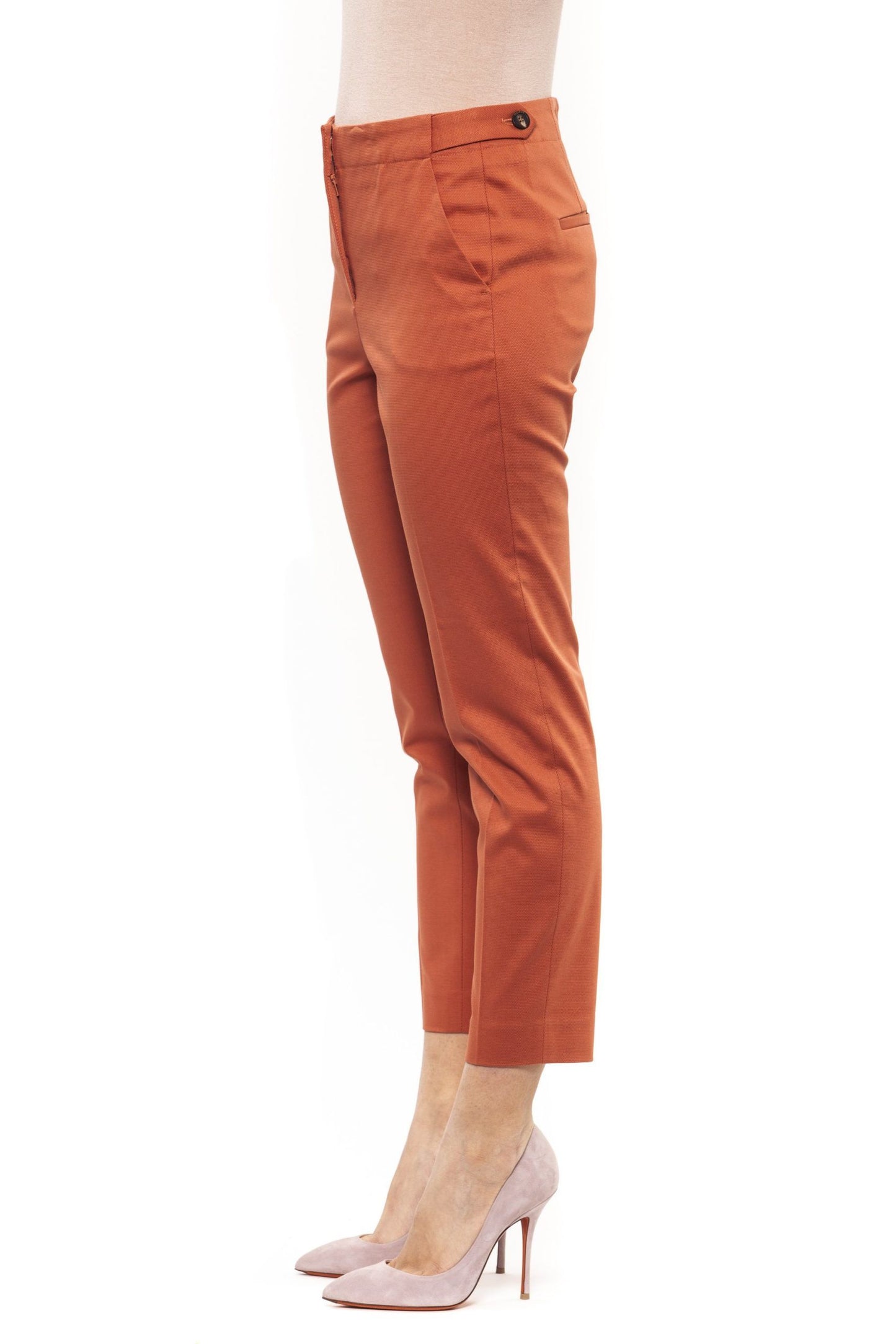 Peserico Orange Cotton Women Trouser