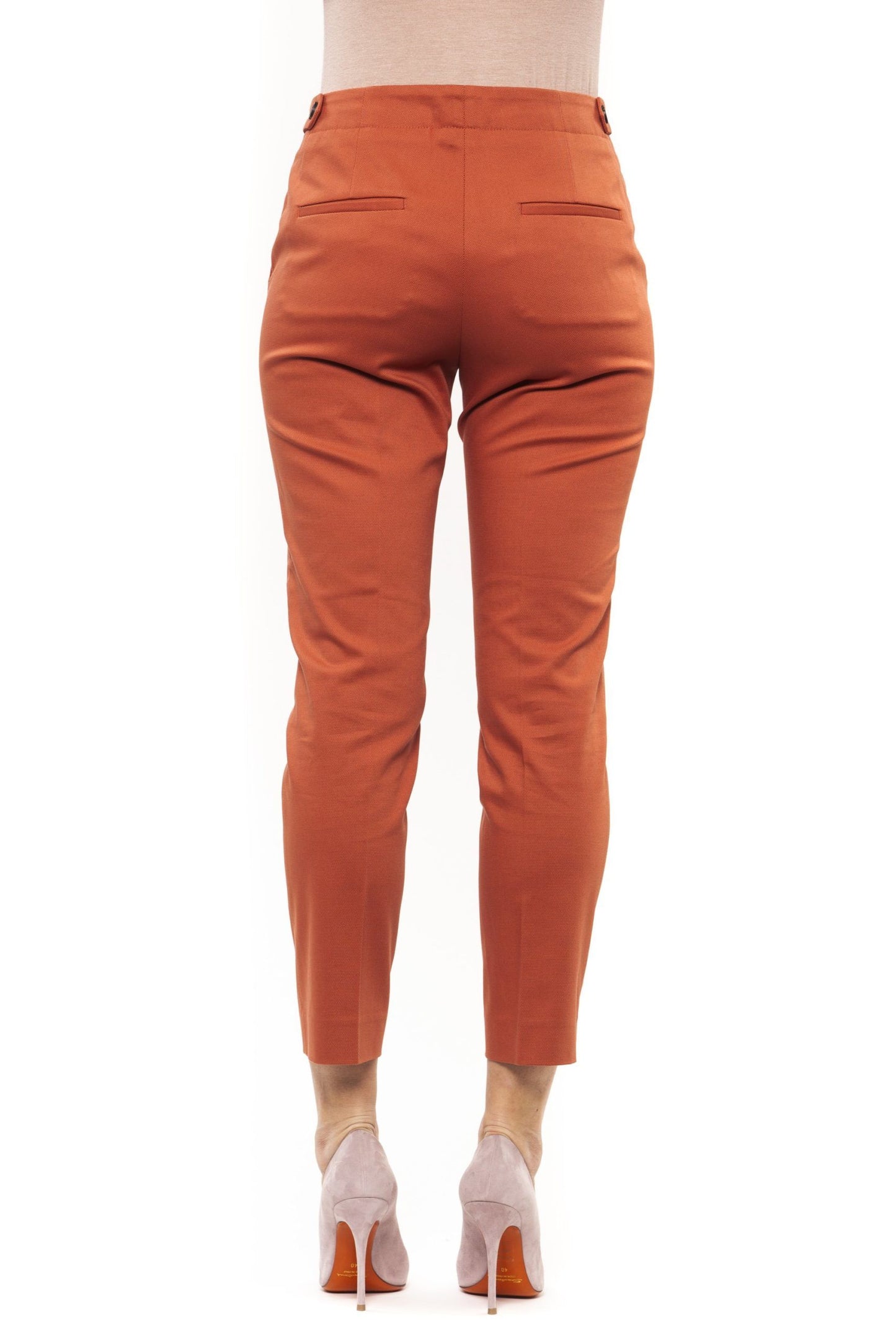 Peserico Orange Cotton Women Trouser