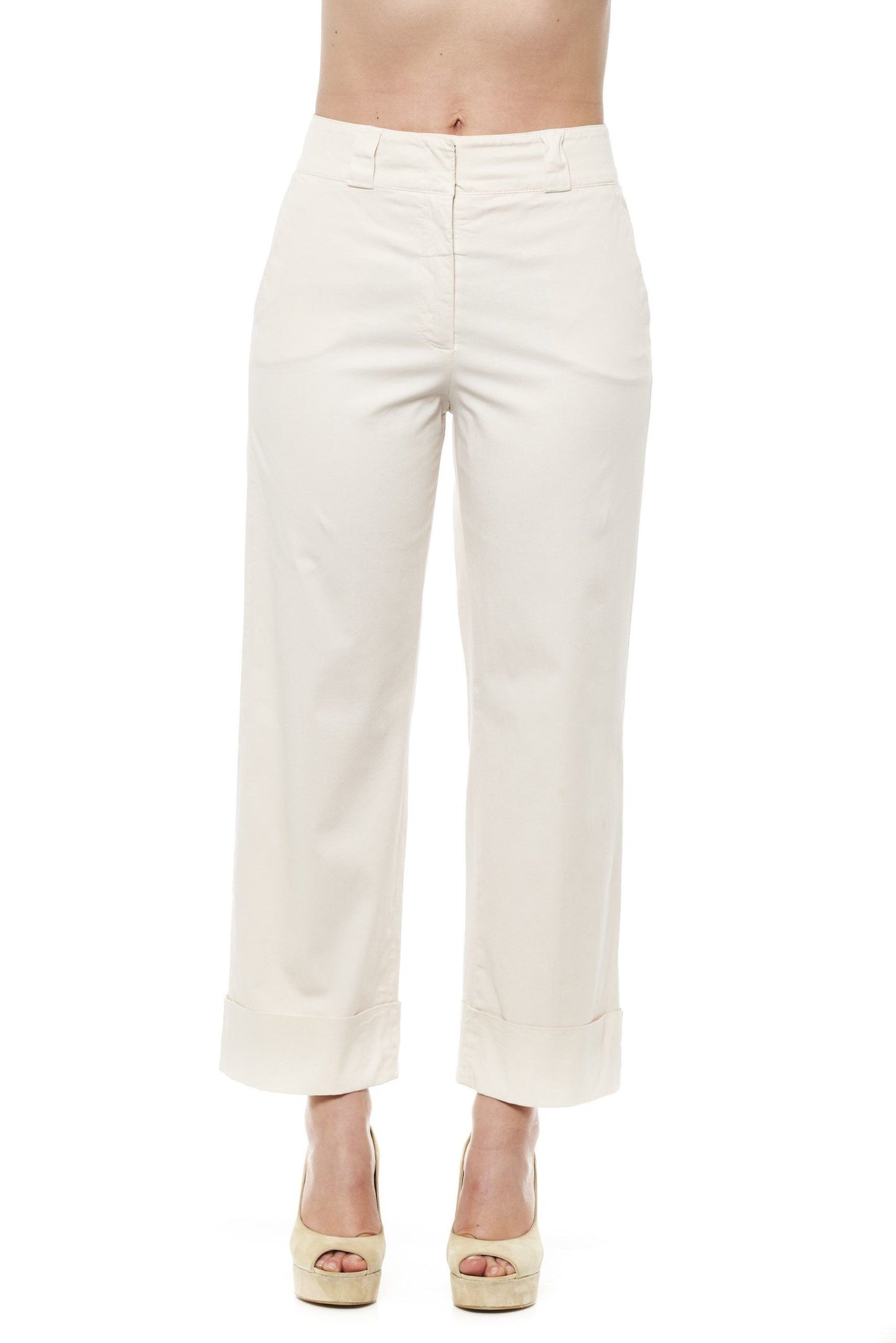 Peserico Beige Cotton Women Palazzo Pant