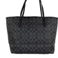 COACH Graphite Black Signature Coated Canvas City Tote Shoulder HandBag