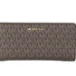 Michael Kors Jet Set Travel Large Brown Signature Pink Continental Wrist Wallet