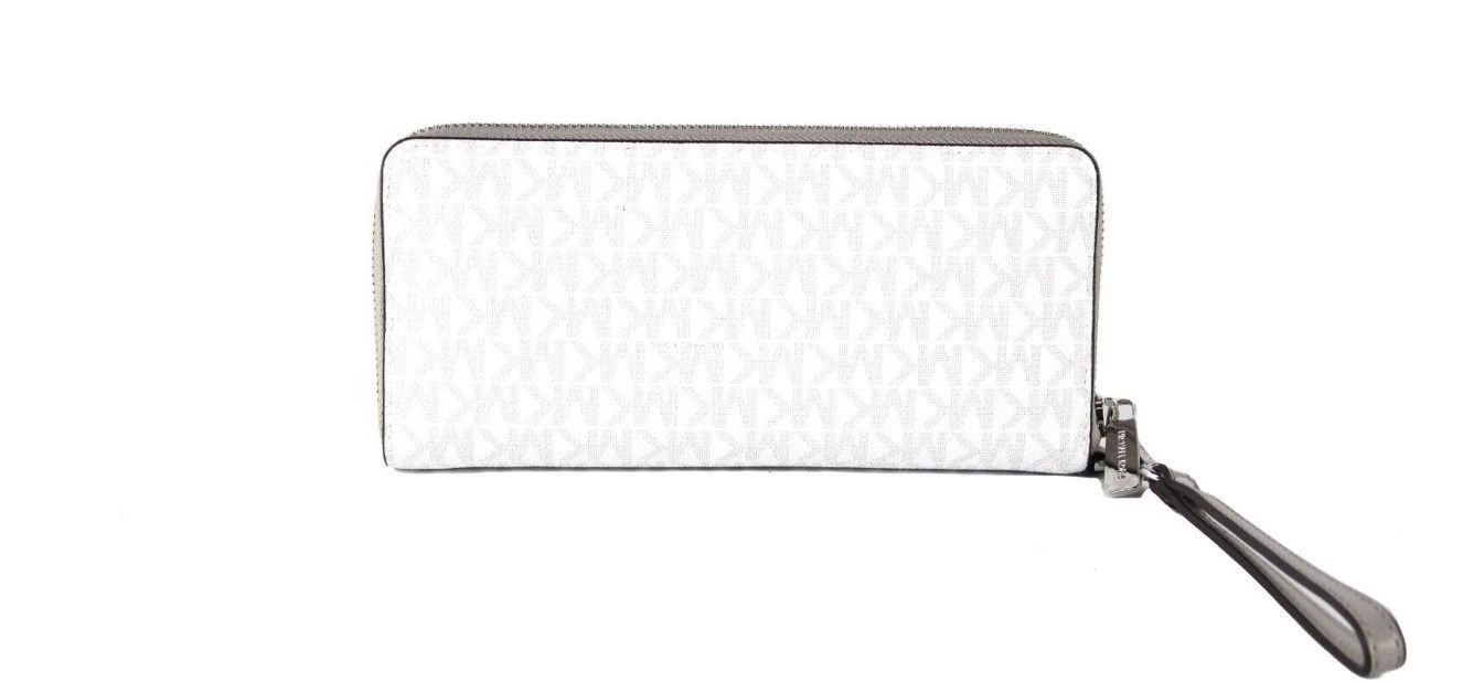 Michael Kors Jet Set Travel Large Optic White Signature Continental Wrist Wallet