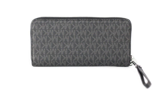 Michael Kors Jet Set Travel Large Black Signature Silver Continental Wallet