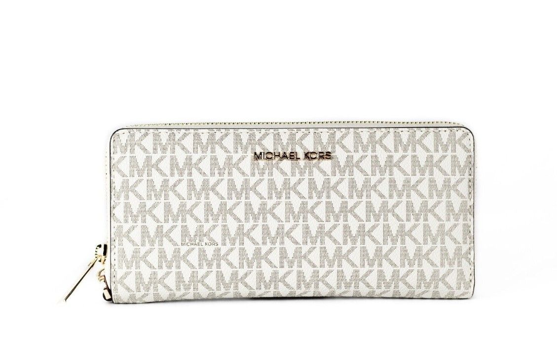 Michael Kors Jet Set Travel Large Vanilla Signature Continental Wristlet Wallet