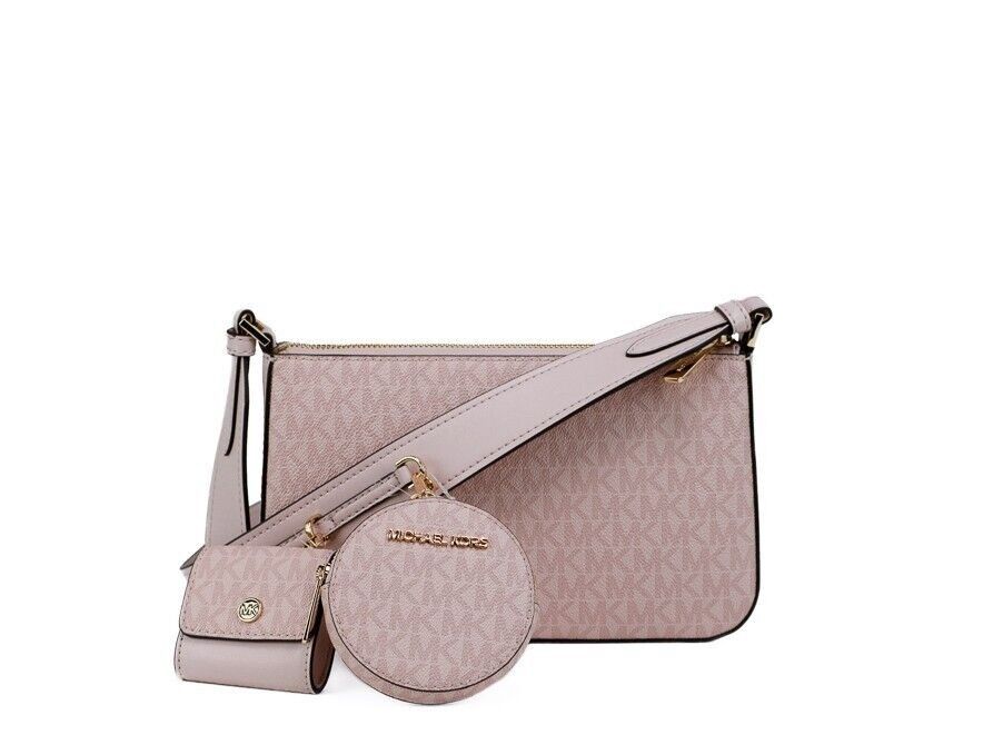 Michael Kors Jet Set Small Powder Blush PVC Crossbody Tech Handbag Purse