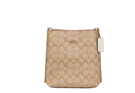 COACH Mollie 22 Small Light Khaki Coated Canvas Bucket Crossbody Handbag