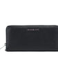 Michael Kors Jet Set Travel Large Black Leather Silver Continental Wrist Wallet