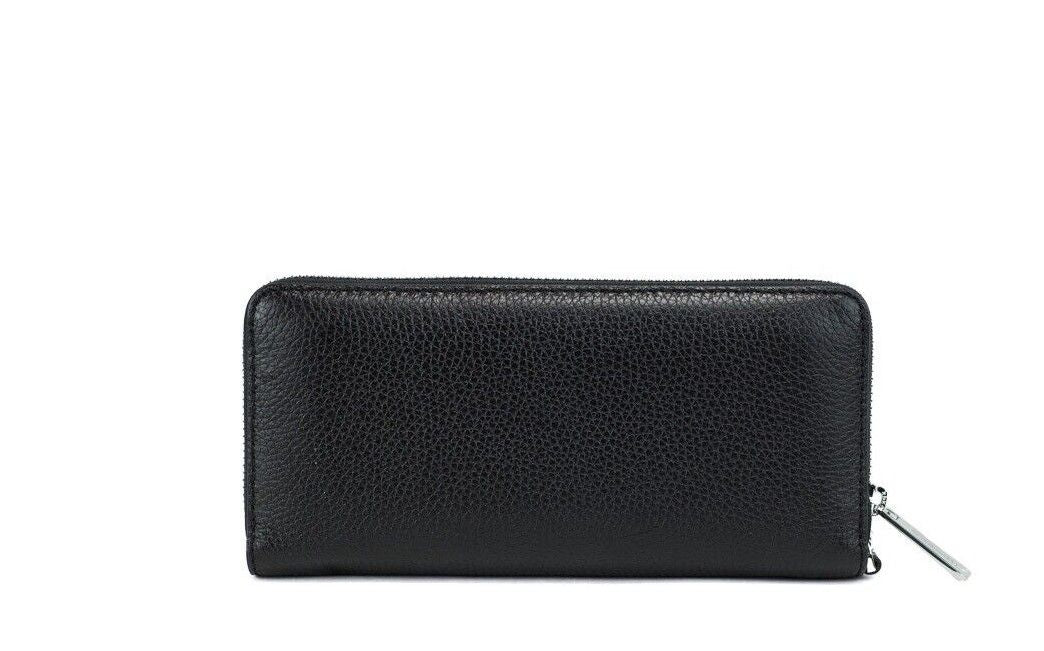 Michael Kors Jet Set Travel Large Black Leather Silver Continental Wrist Wallet