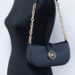 Michael Kors Carmen Small Black Saffiano Leather Pouchette Handbag Purse Bag