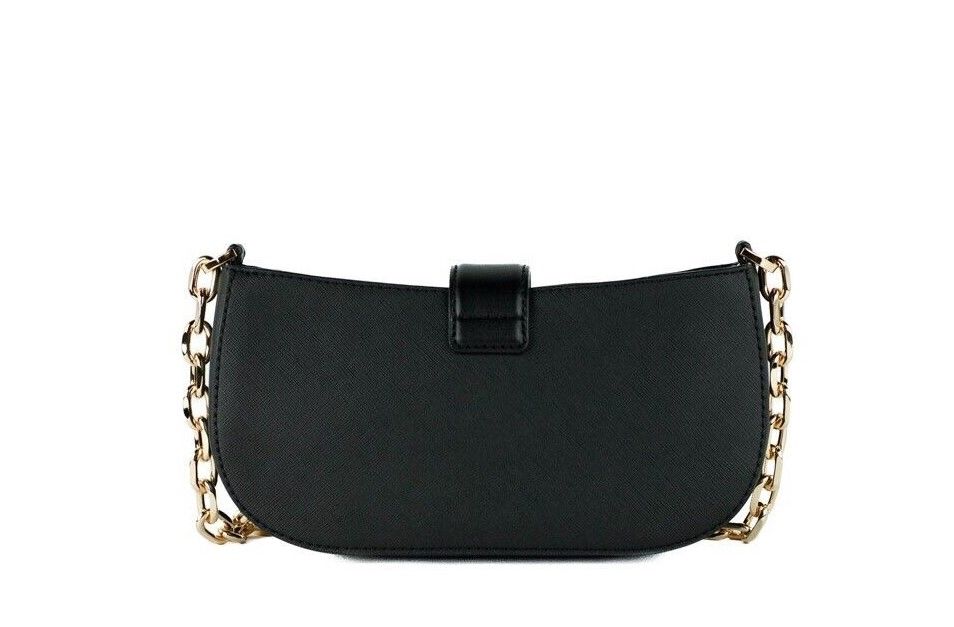 Michael Kors Carmen Small Black Saffiano Leather Pouchette Handbag Purse Bag