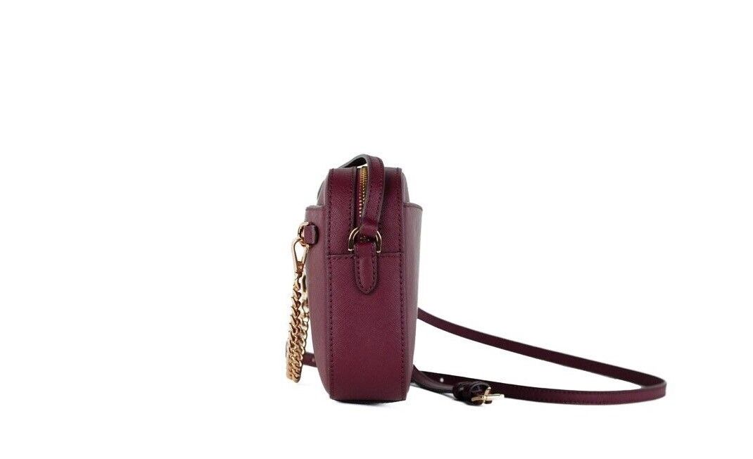 Michael Kors Jet Set Large East West Mulberry Leather Zip Chain Crossbody Bag