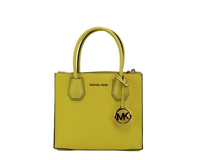 Michael Kors Mercer Medium Sunshine Pebble Leather Messenger Crossbody Handbag