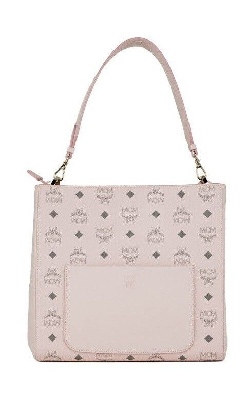 MCM Aren Medium Powder Pink Mixed Visetos Leather Hobo Shoulder Bag Handbag