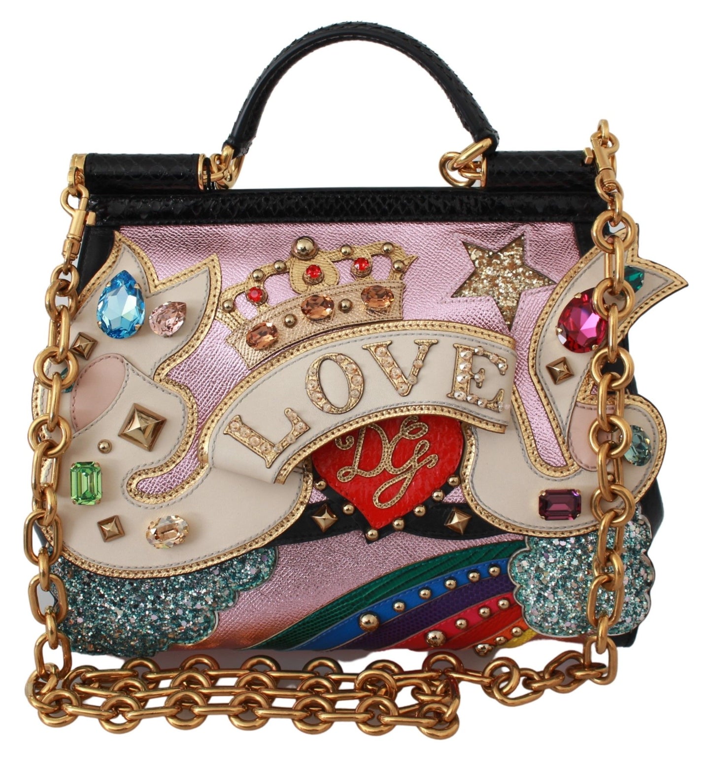 Dolce & Gabbana Chic Love Crown DG Star Sicily Shoulder Bag