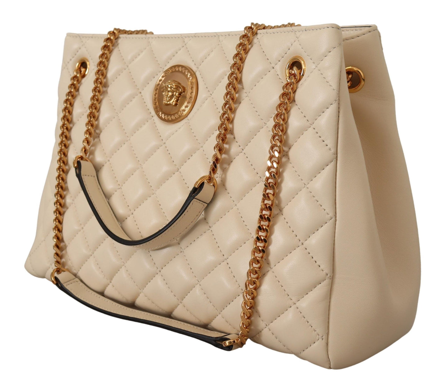 Versace Ethereal White Nappa Tote - Chic Elegance Personified