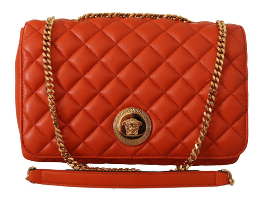 Versace Elegant Red Nappa Leather Shoulder Bag